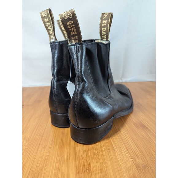 Vintage El Bayo Black Leather Mens Ankle Boots US Size 8 Pull-on Dress (Y05) - Picture 6 of 12